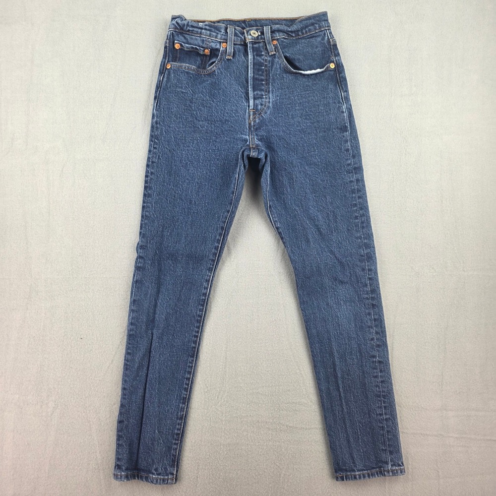 Levi's 501 Skinny Jeans Womens 26 Blue Denim Button Fly Premium
